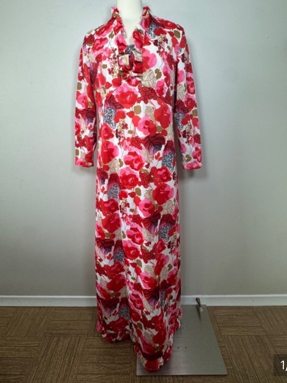 Nancy G Vintage Red Floral Maxi Dress Large